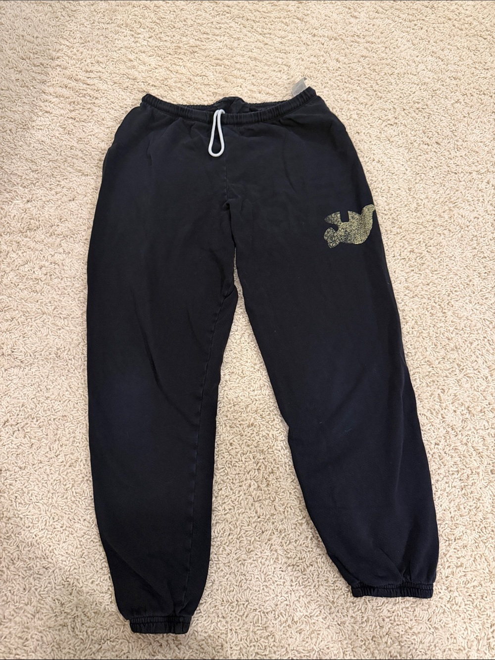 freecity Black Jogger Sweatpants with Gold Logo Accent